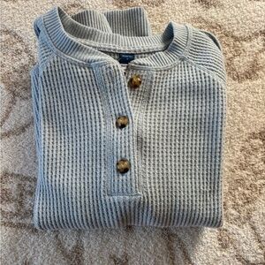 Women's Waffle Knit Sweater - Light blue